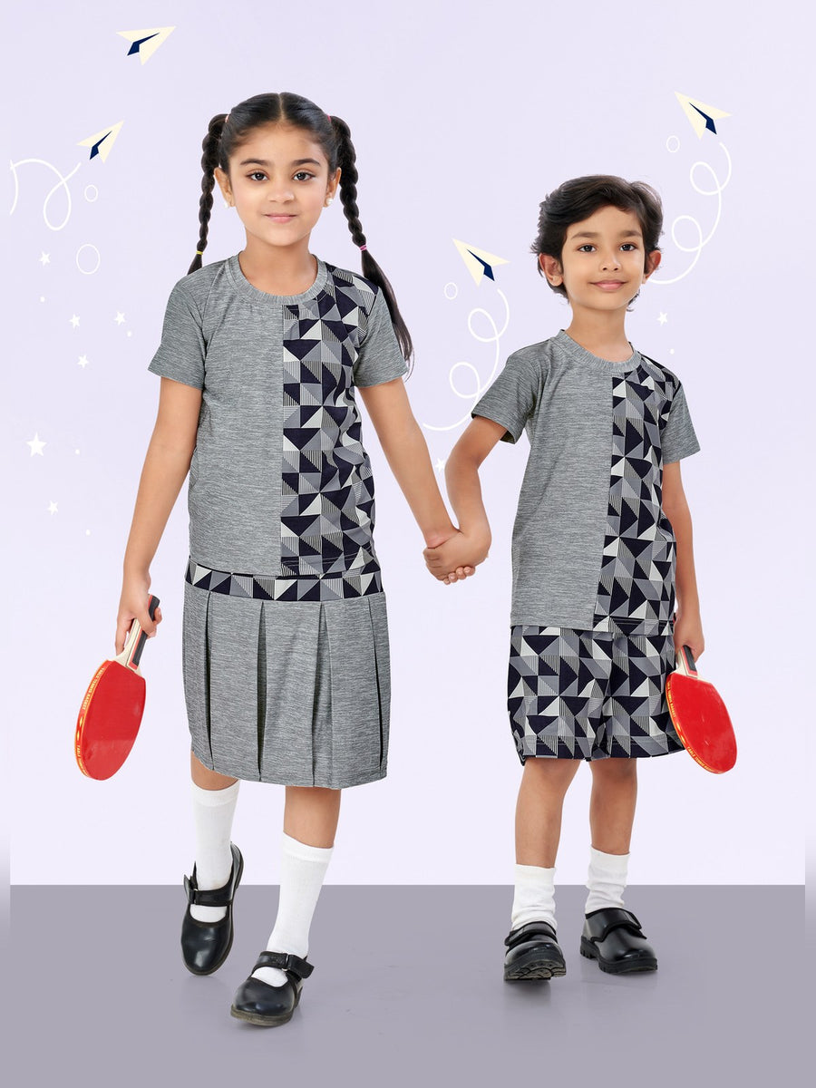 Pre-Primary School Uniform Set – Grey & Black (KDS 4008) - Front