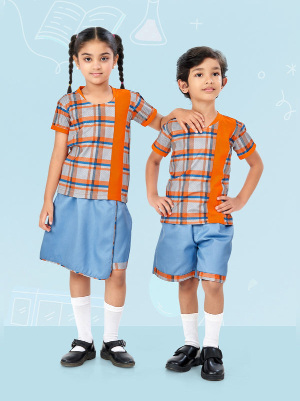 Pre-Primary School Uniform Set – Orange & Multi (KDS 4009)