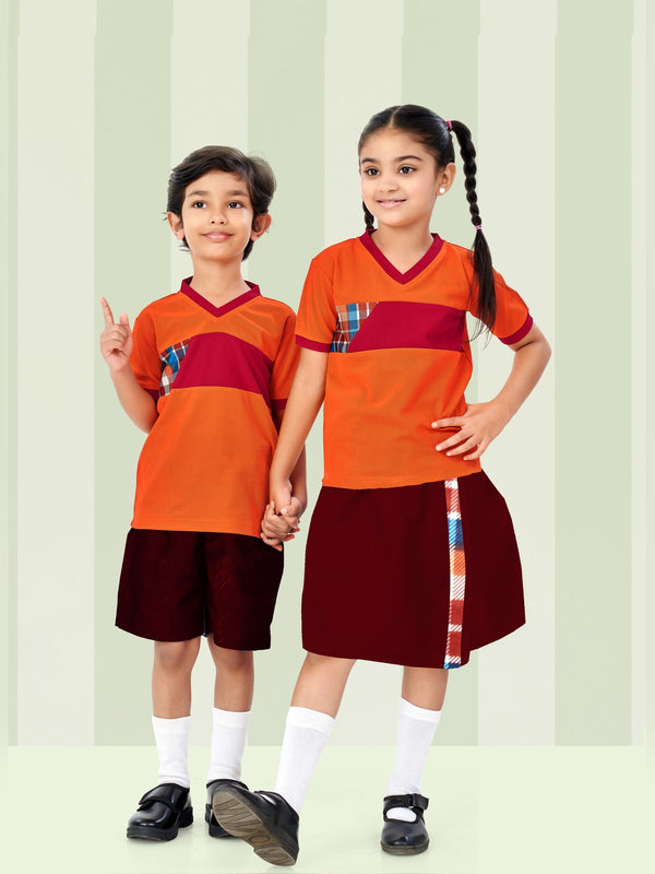 Pre-Primary School Uniform Set – Orange & Red (KDS 4007)