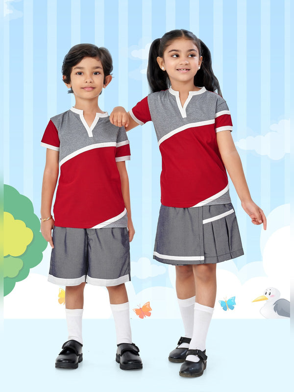 Pre-Primary School Uniform Set – Red & Grey (KDS 4004)