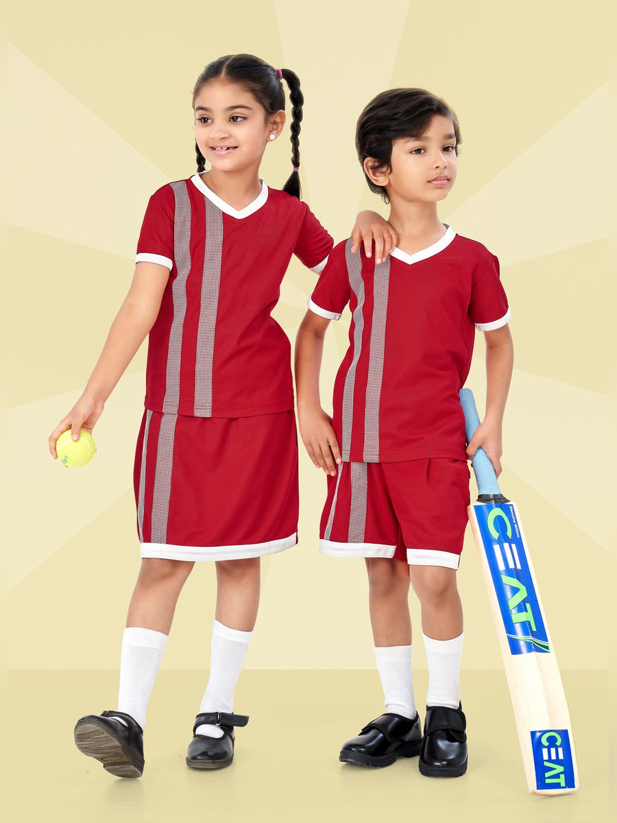 Pre-Primary School Uniform Set – Red & White (KDS 4003) - Front