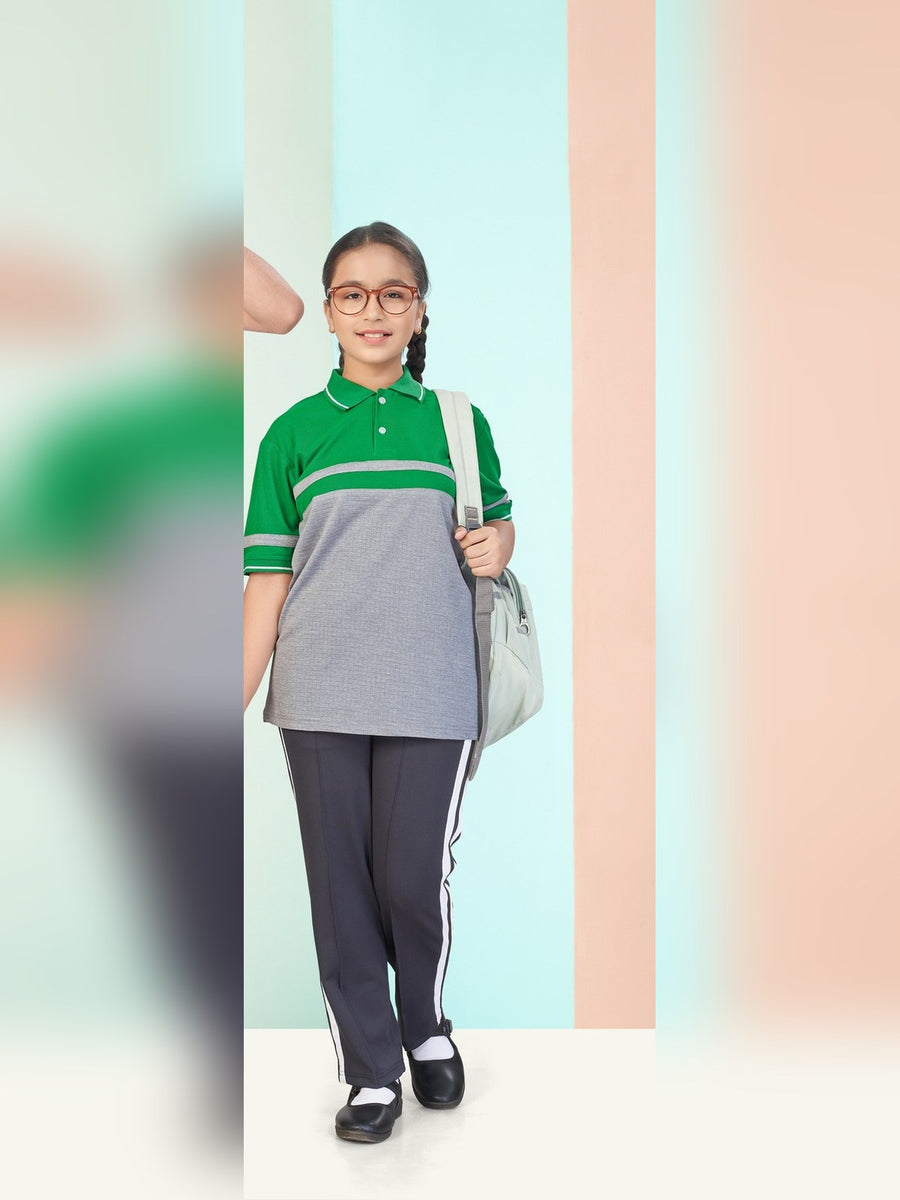 School House T-Shirt & Track Pant Set – Green (HS-2001) - Front