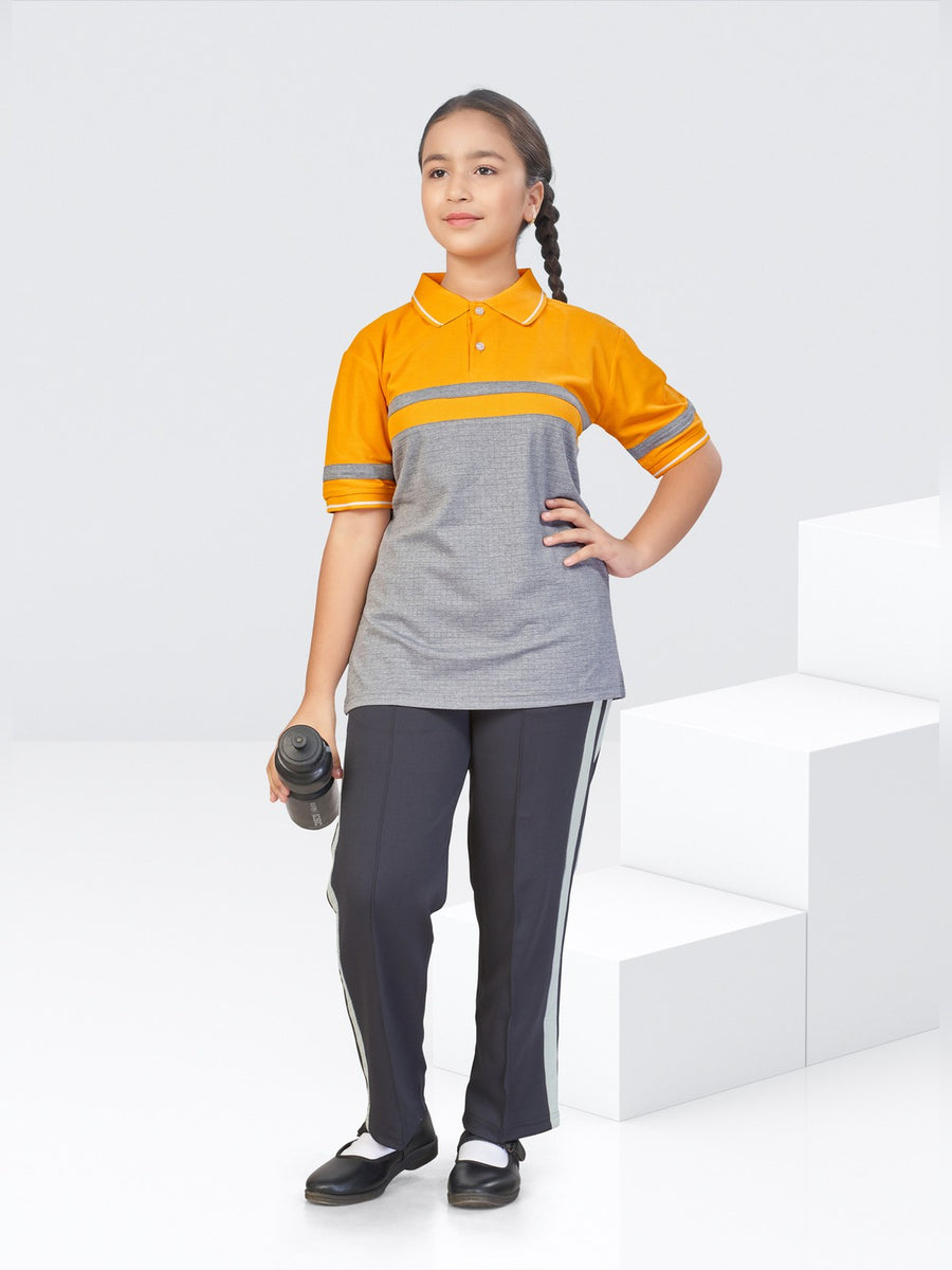 School House T-Shirt & Track Pant Set – Yellow (HS-2001) - Front