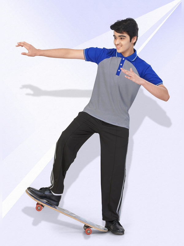 School T-Shirt & Track Pant Set – Royal Blue & Grey (TSH-3011)