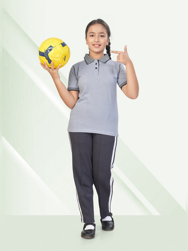 School T-Shirt & Track Pant Set – Steel Blue (TSH-3009)