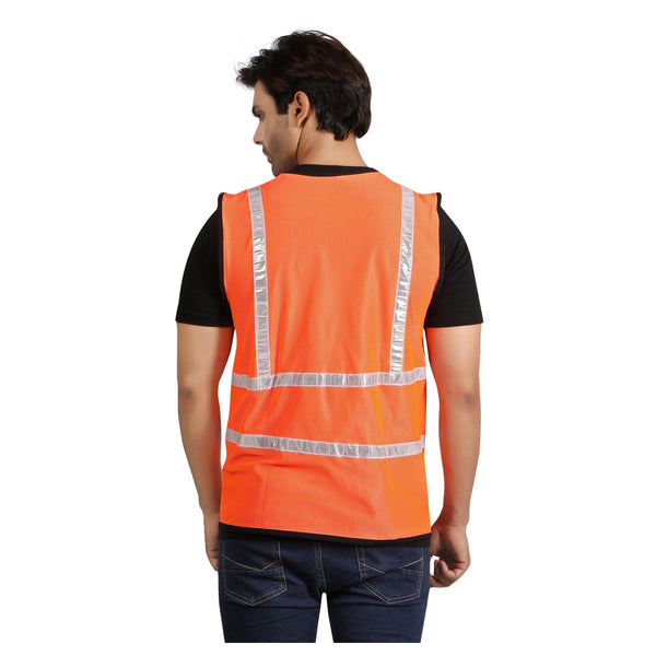 Orange reflective safety jacket with 1 inch tape