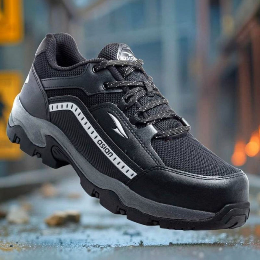 Asian Protective-11 Safety Shoes – Black, Fibre Toe Cap - Front